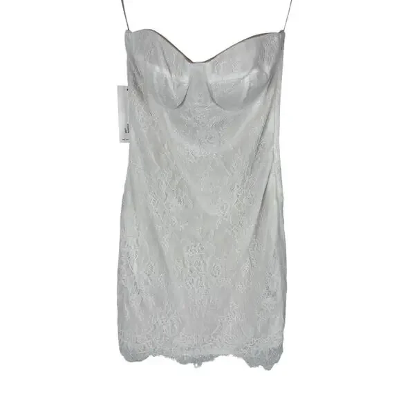 Katie May Britt Lace Strapless Mini Dress Sexy Cocktail Bridal Wedding Ivory XS